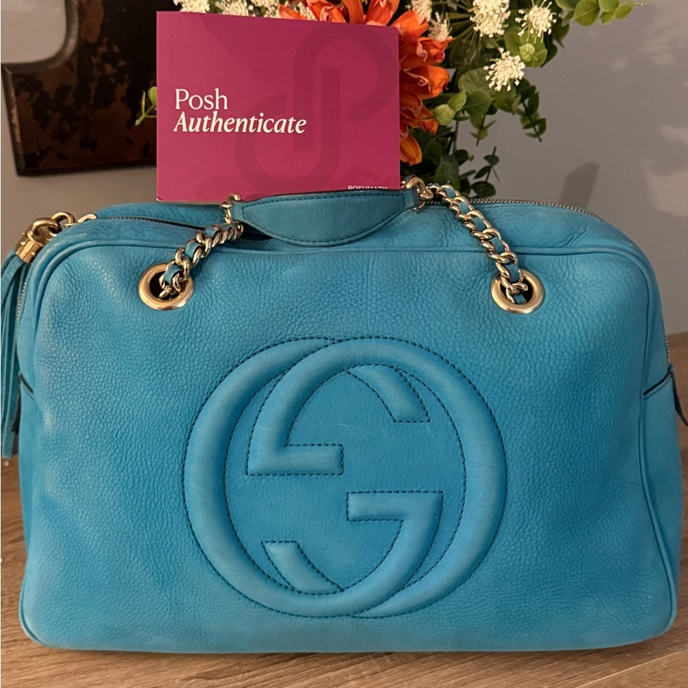 Gucci Soho Blue Nubuck Leather Shoulder Bag - Picture 5 of 15